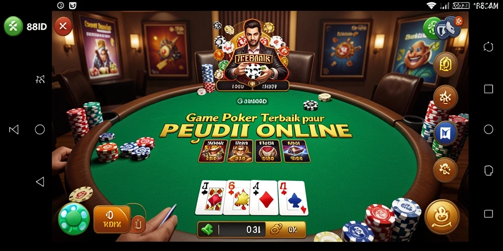 Tampilan utama gameplay Poker di 88ID yang seru dan dinamis.
