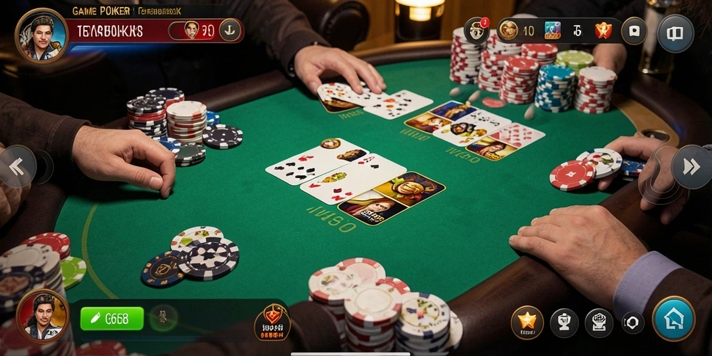 Tampilan gameplay G668 yang mendebarkan dalam permainan Poker.