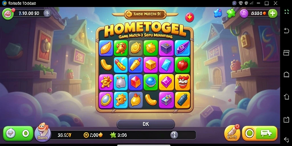 Screenshot gameplay HOMETOGEL yang menampilkan tantangan Match-3.