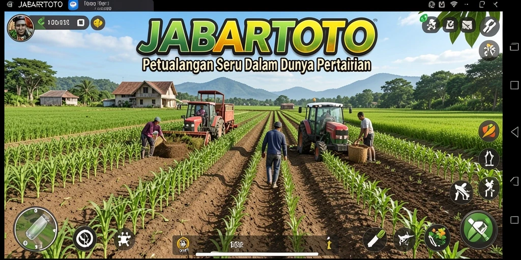 Screenshot gameplay JABARTOTO yang menunjukkan aktivitas bertani.