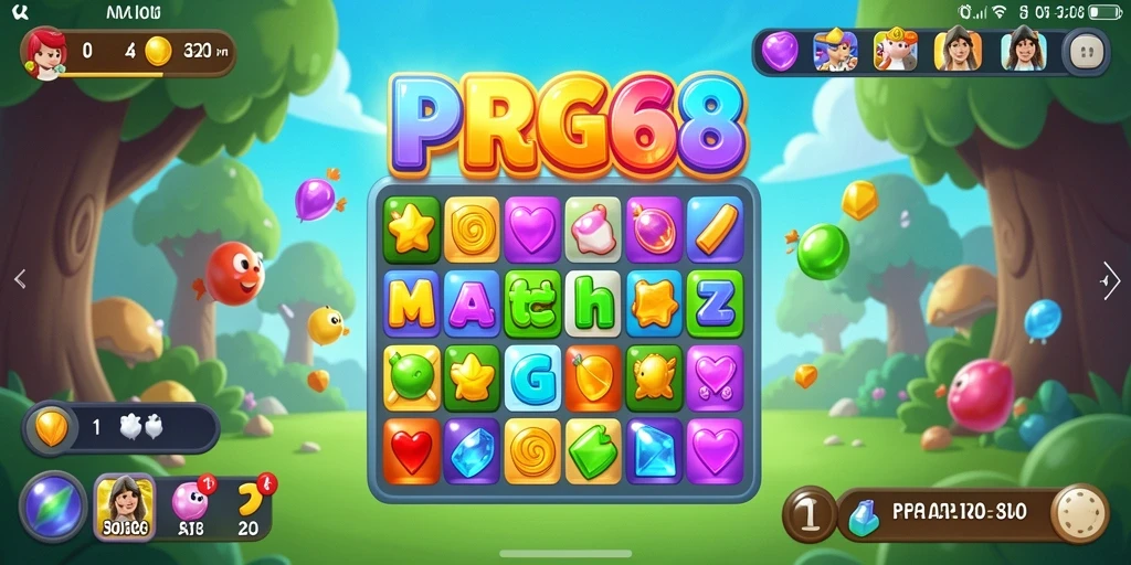 Tampilan gameplay PGG68 yang menampilkan keseruan mencocokkan permata.