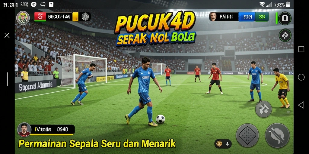 Screenshot utama PUCUK4D menampilkan aksi seru di lapangan sepak bola.