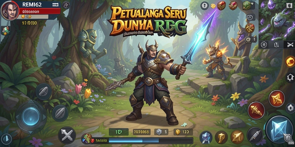 Gameplay seru REMI62 dengan karakter dan pertempuran RPG.