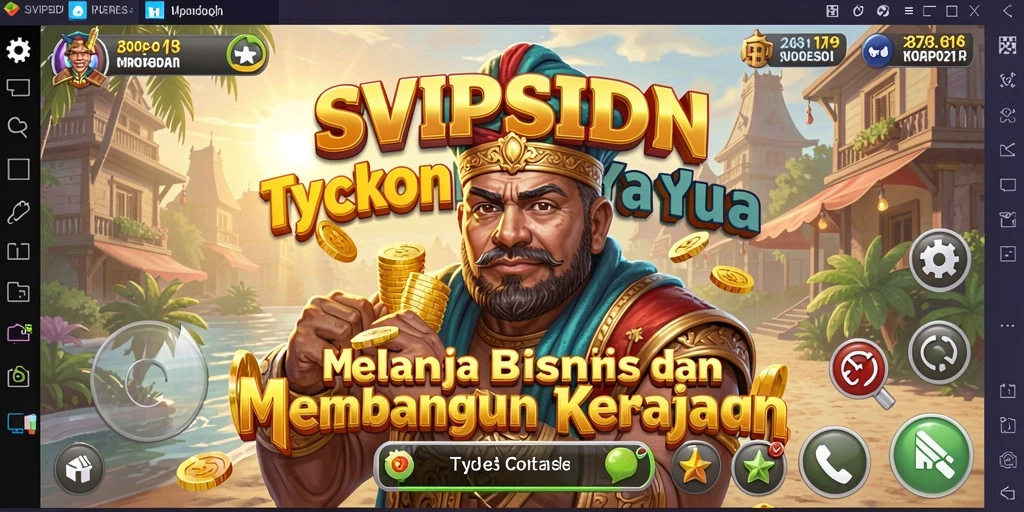 Screenshot gameplay SVIPSIDN menampilkan keseruan membangun kerajaan bisnis Tycoon.